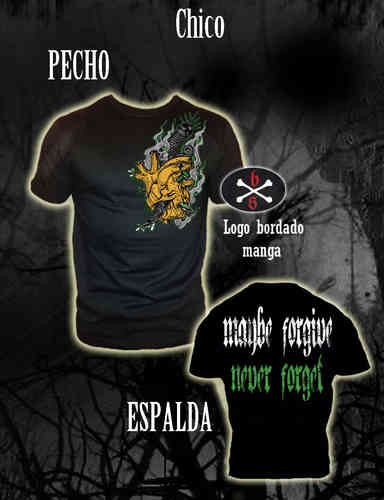 CAMISETA BLOODSHEDS CORAZON MAYBE FORGIVE, NEVER FORGET CHICO