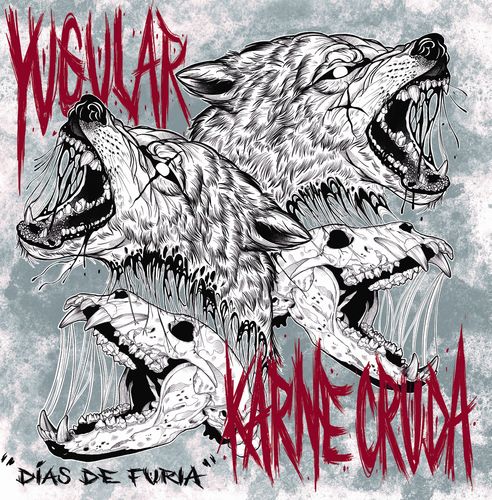 LP YUGULAR / KARNE CRUDA - DIAS DE FURIA - SPLIT-LP VINILO A COLOR